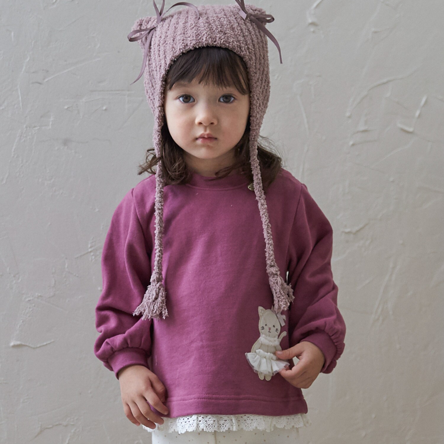 アニマルモチーフアップリケトレーナー