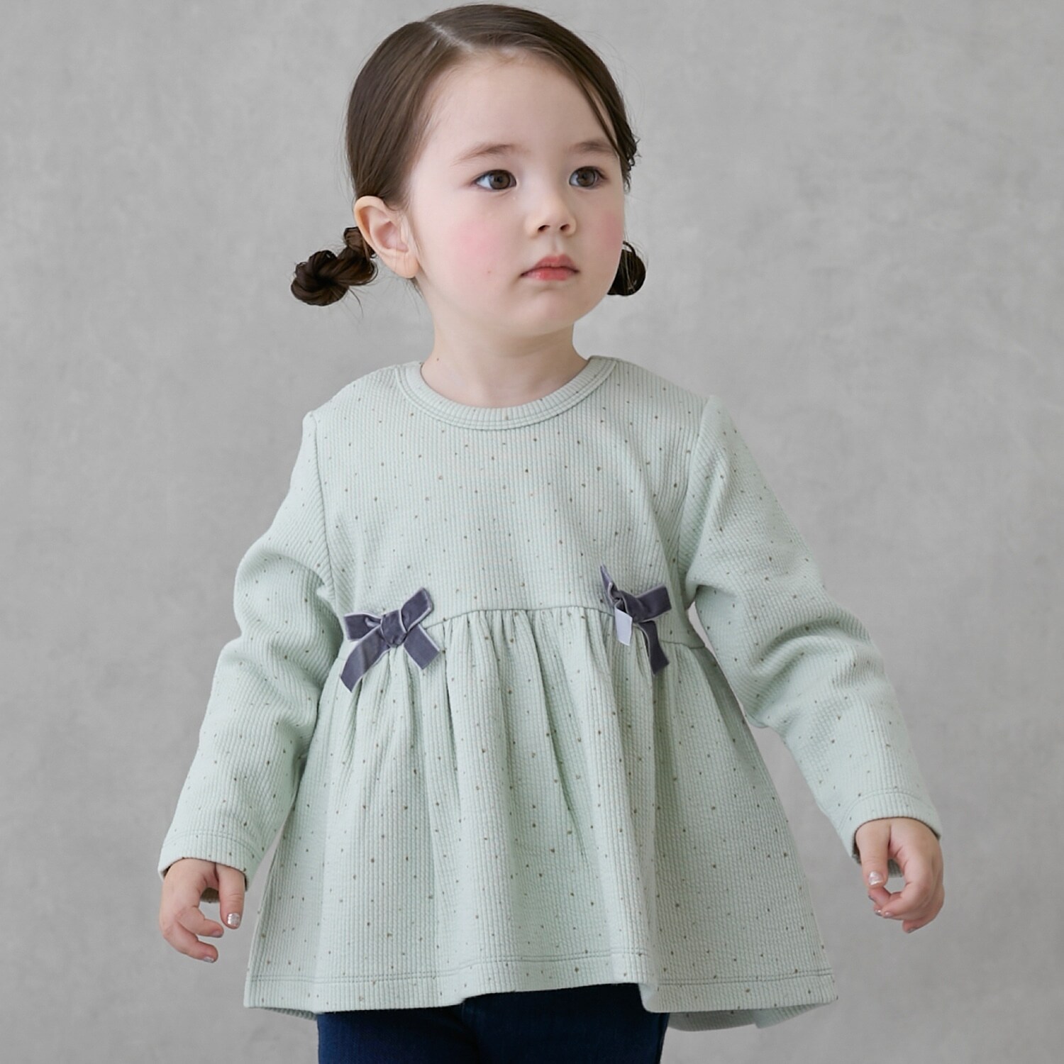 裏起毛カットリボンチュニック