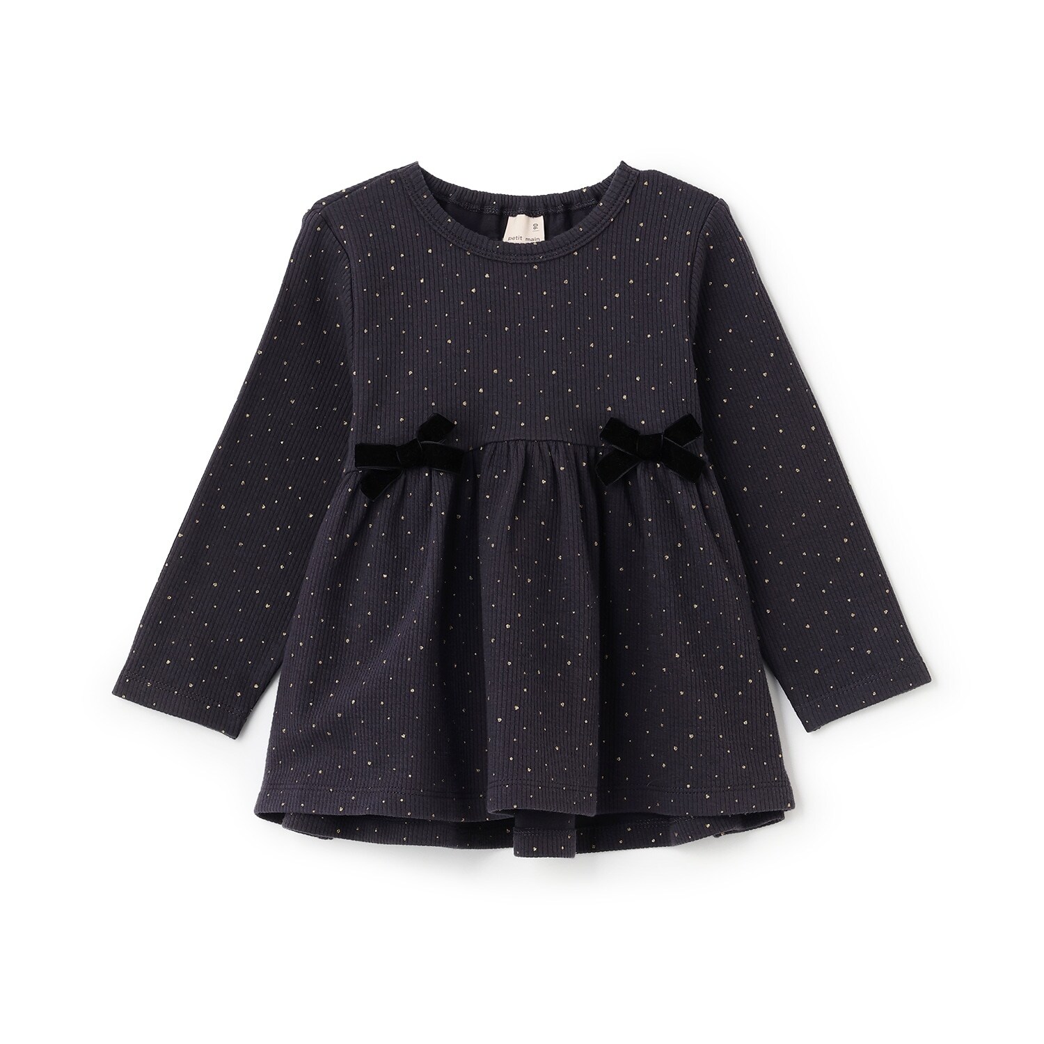 裏起毛カットリボンチュニック