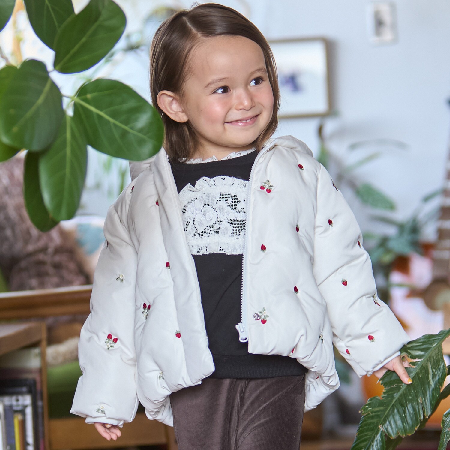 【リンク/洗える】刺しゅう中綿ジャケット