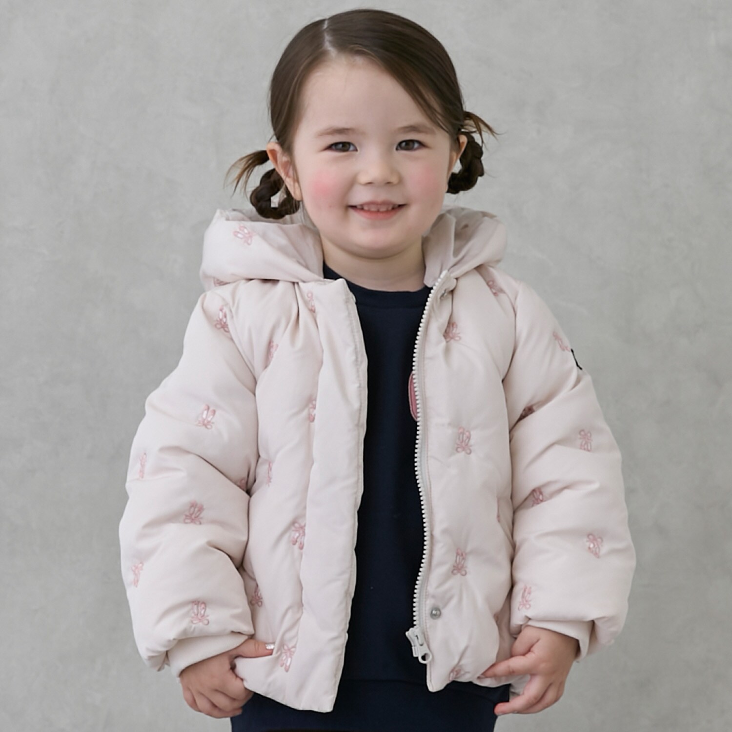 【リンク/洗える】刺しゅう中綿ジャケット