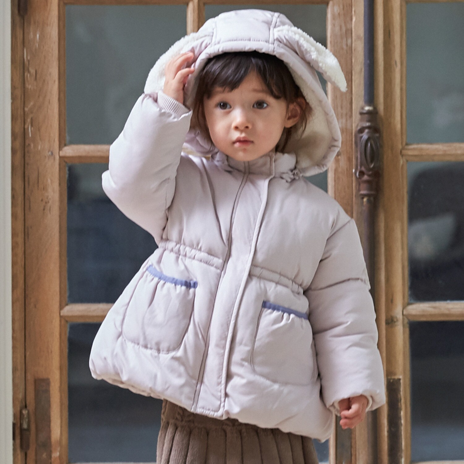 【洗える】もこもこウサギ中綿ジャケット