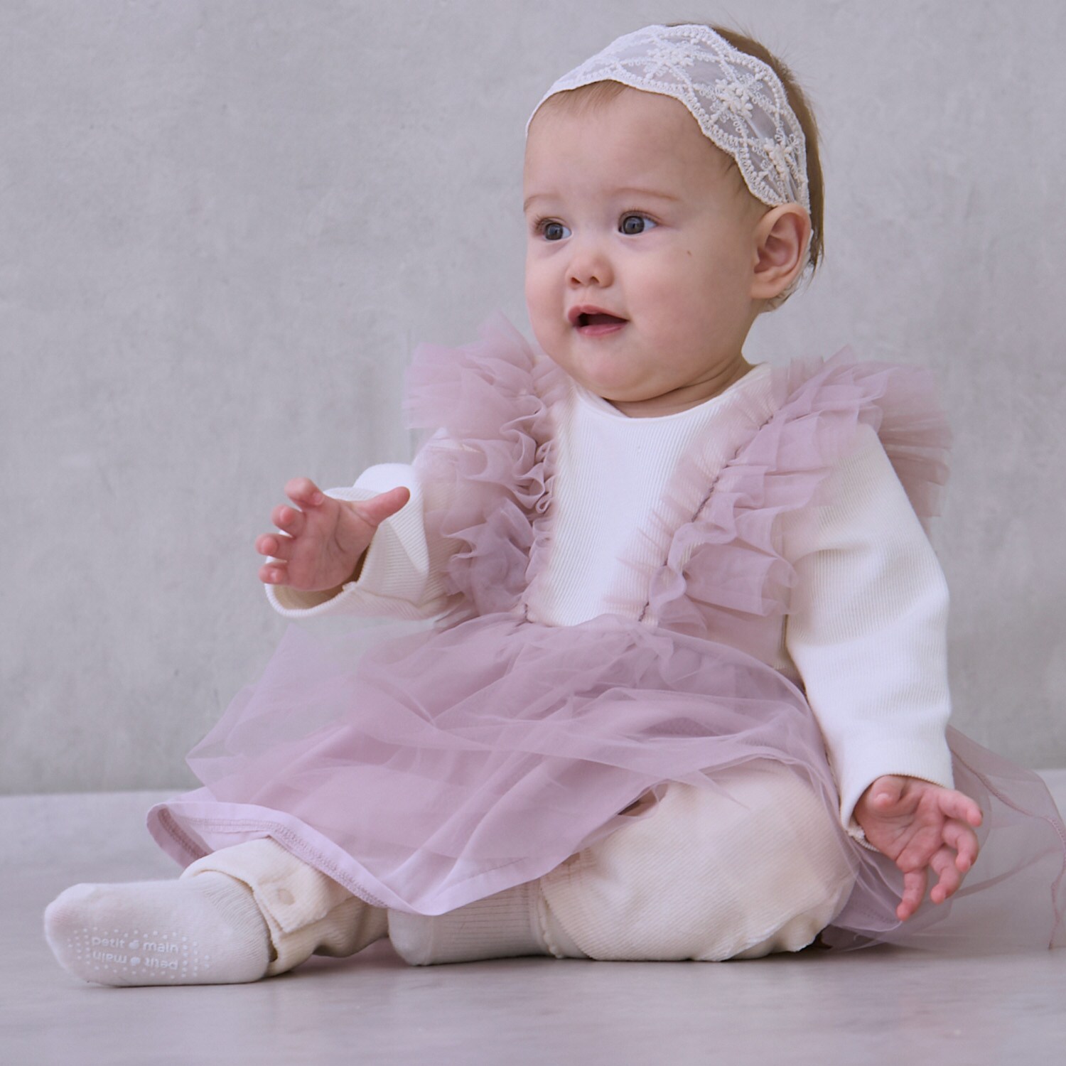 チュールフリルカバーオール