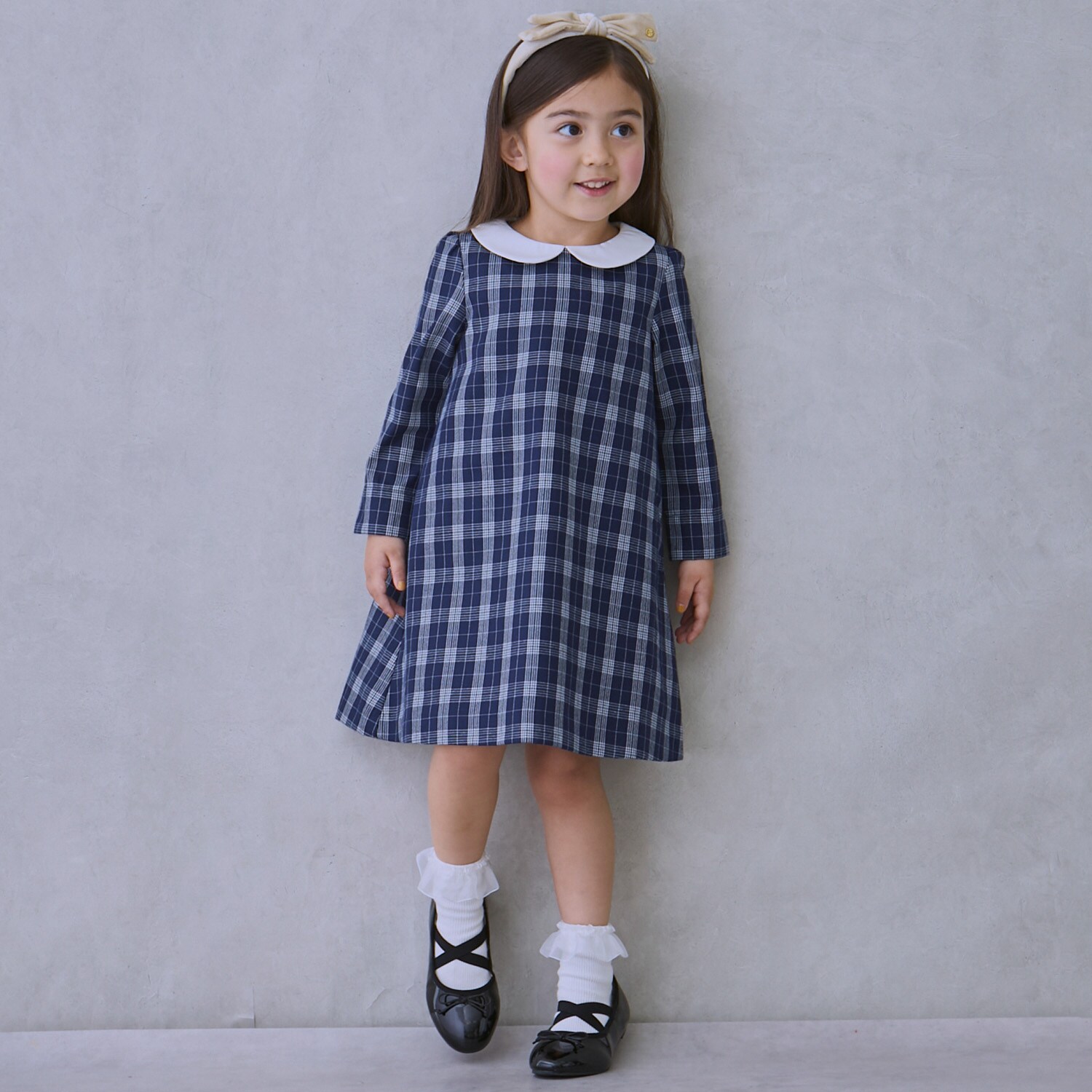 【セミフォーマル】衿つき長袖ワンピース