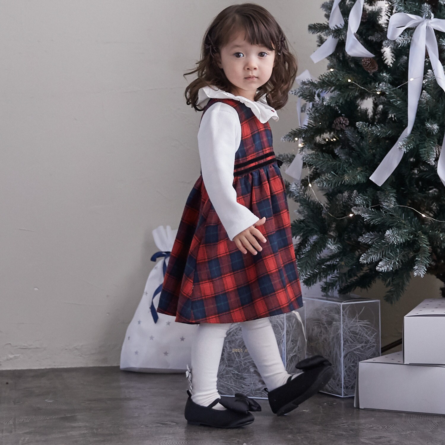 チェックドッキングワンピース