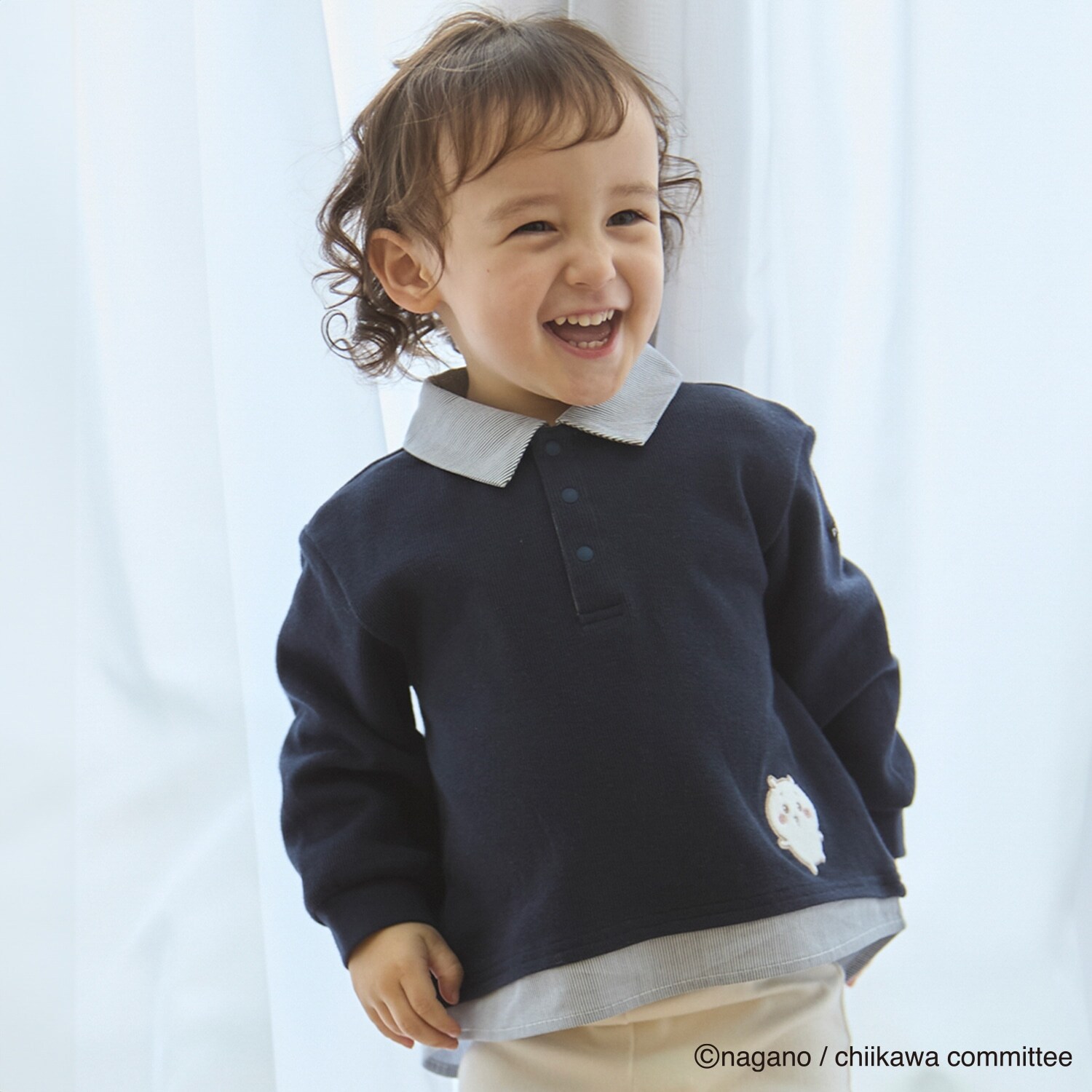 【アニメちいかわ】シャツドッキング長袖Tシャツ