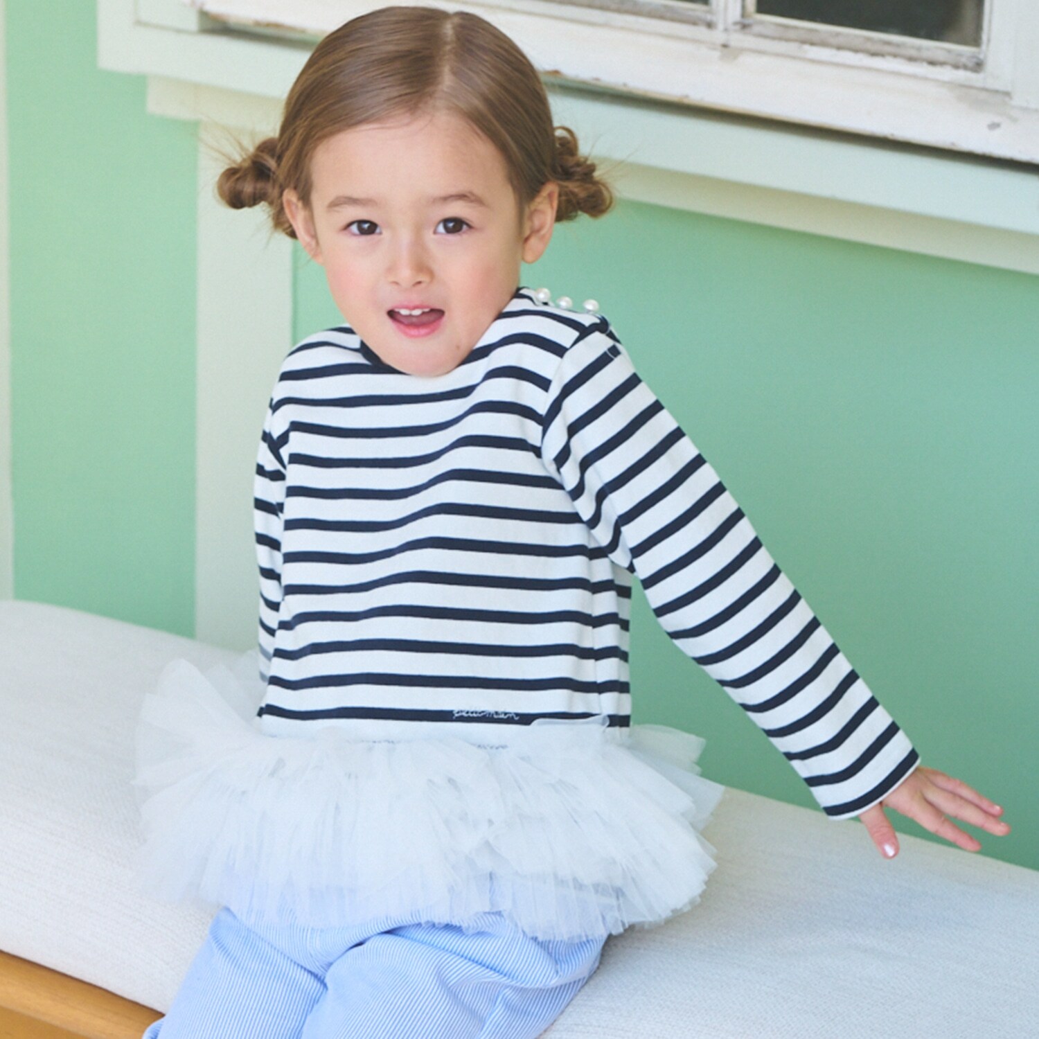 【リンク】ボーダーペプラム長袖Tシャツ