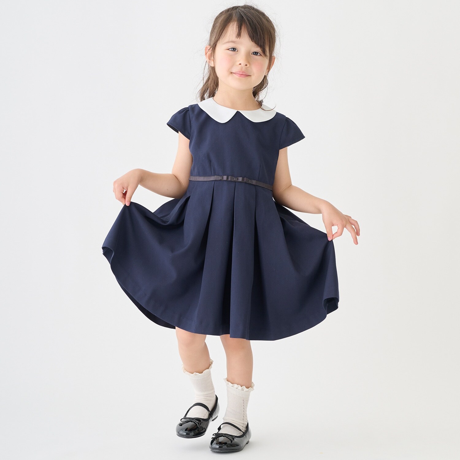 衿つきタックワンピース