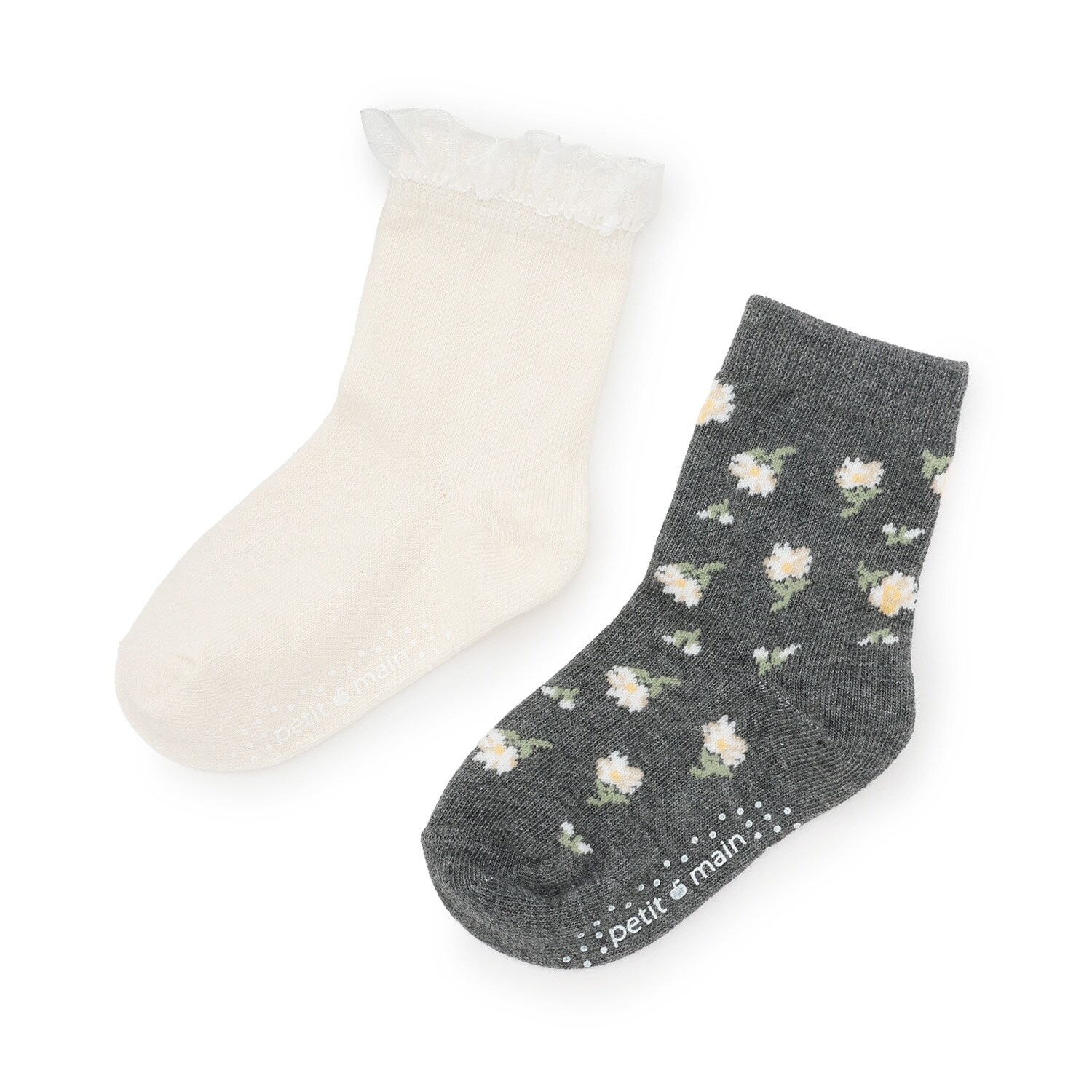 花柄クルーソックス2P