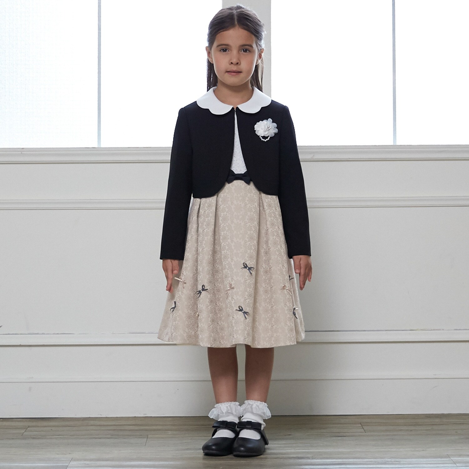 【フォーマル】ジャガードリボンOP+衿つきJKセット