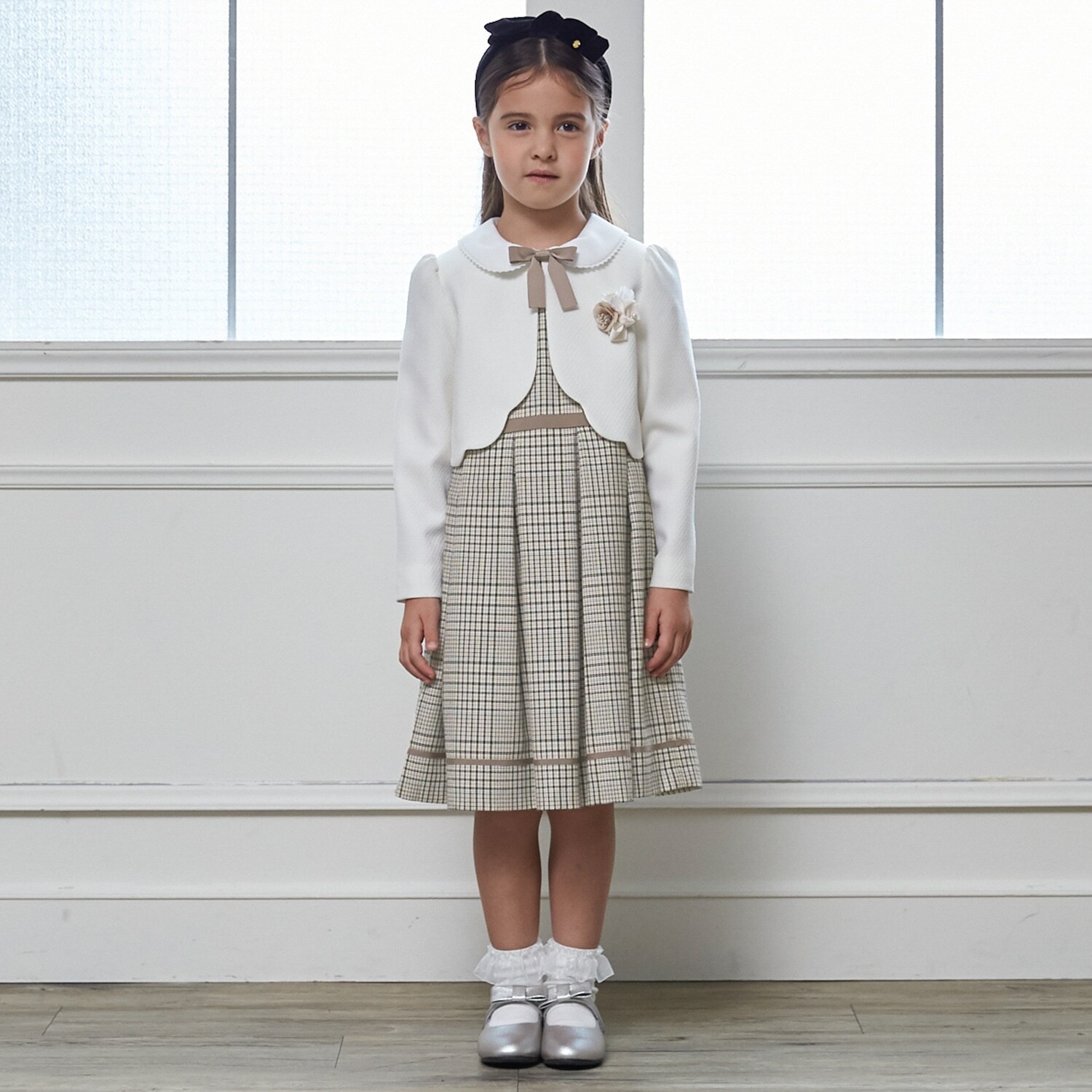 【フォーマル】チェックOP+スカラップJKセット