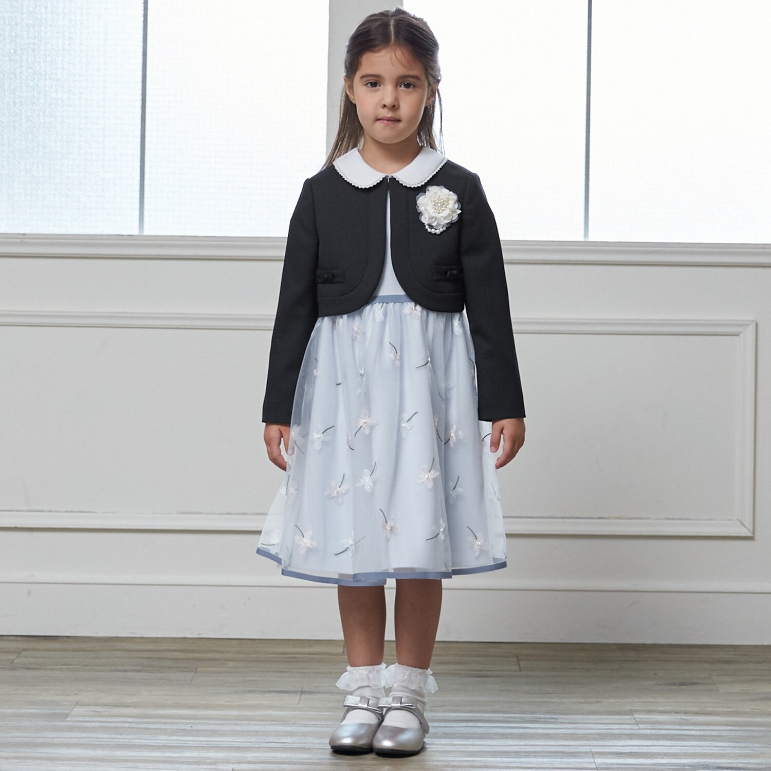 【フォーマル】フラワー刺しゅうOP+衿つきJKセット