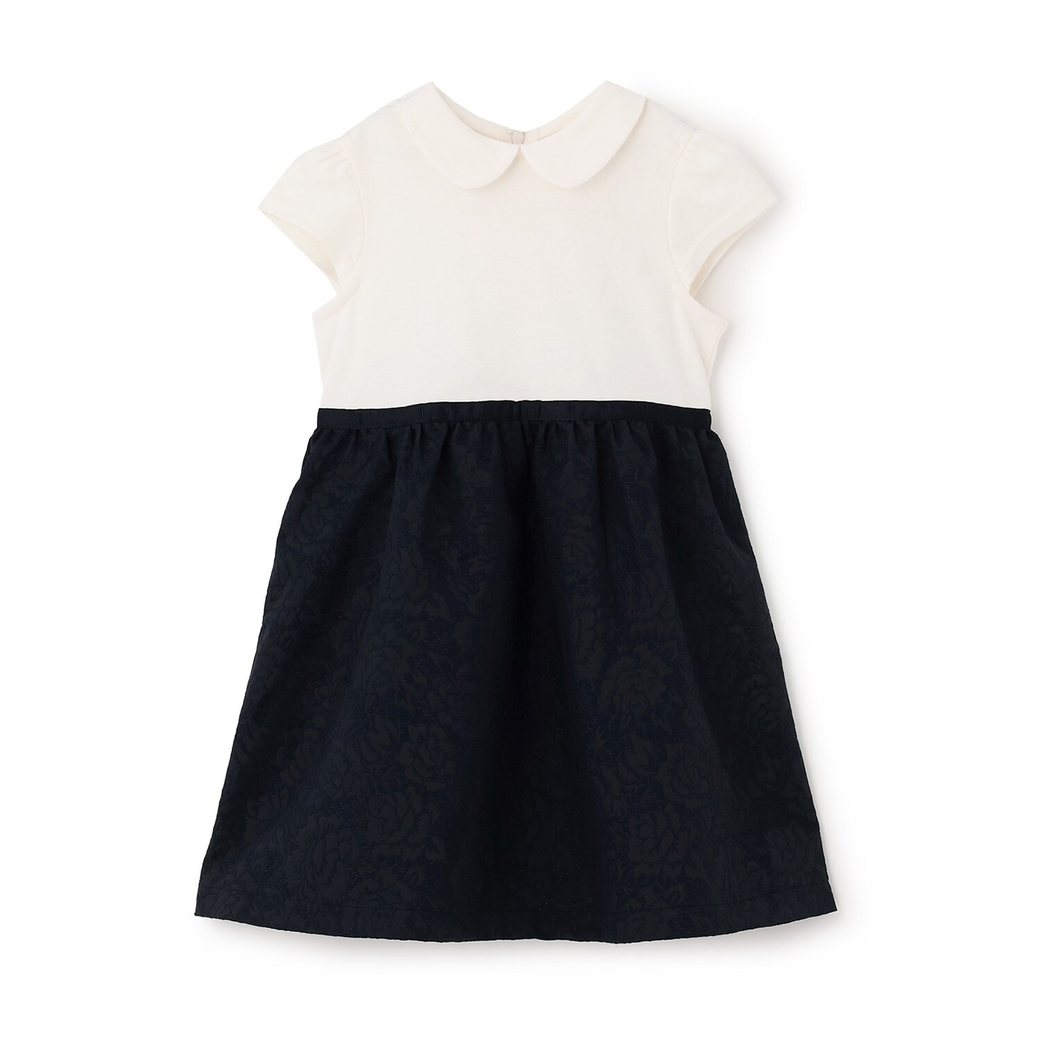 【セミフォーマル】ジャガード切り替えワンピース