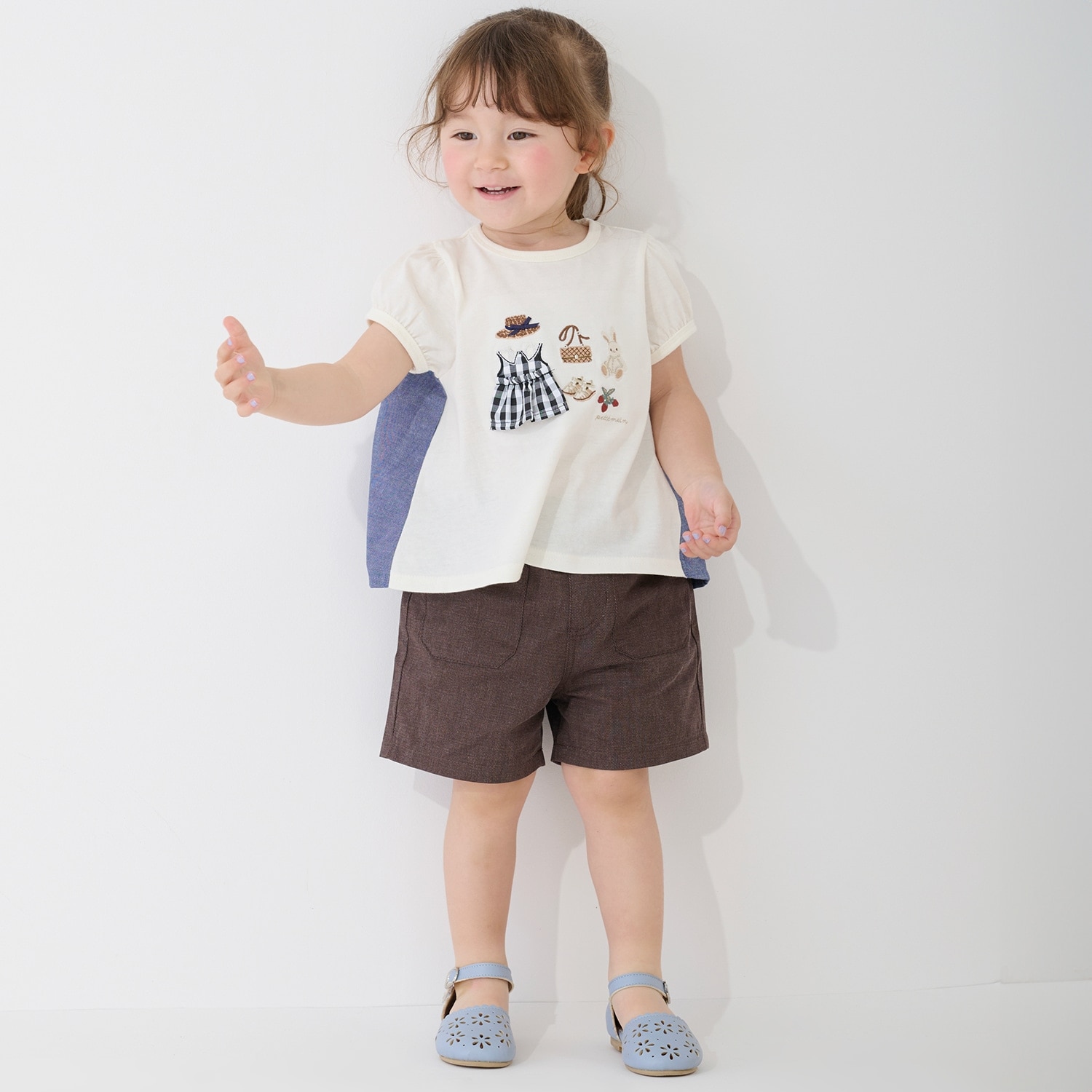 ウオッシュ加工ハートポケットショートパンツ