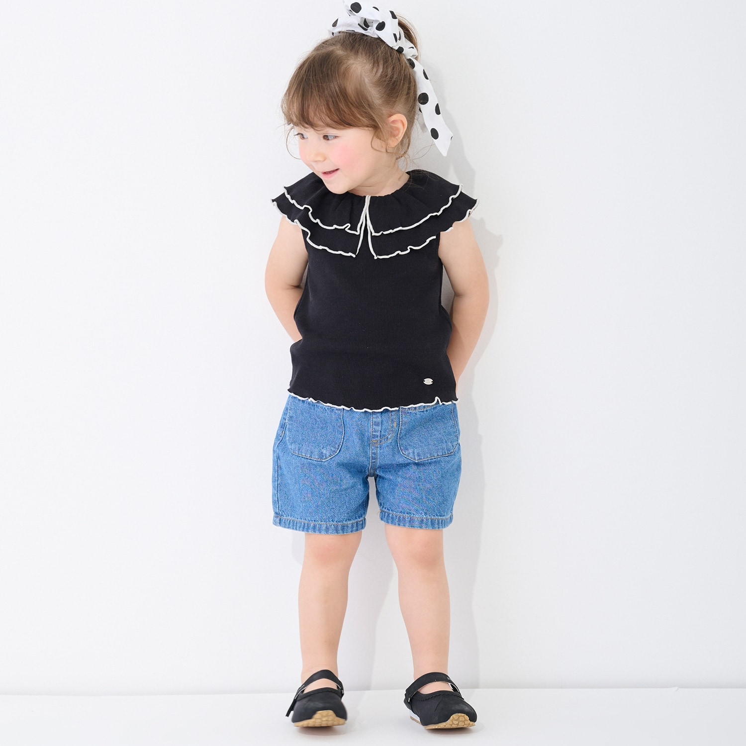 ウオッシュ加工ハートポケットショートパンツ