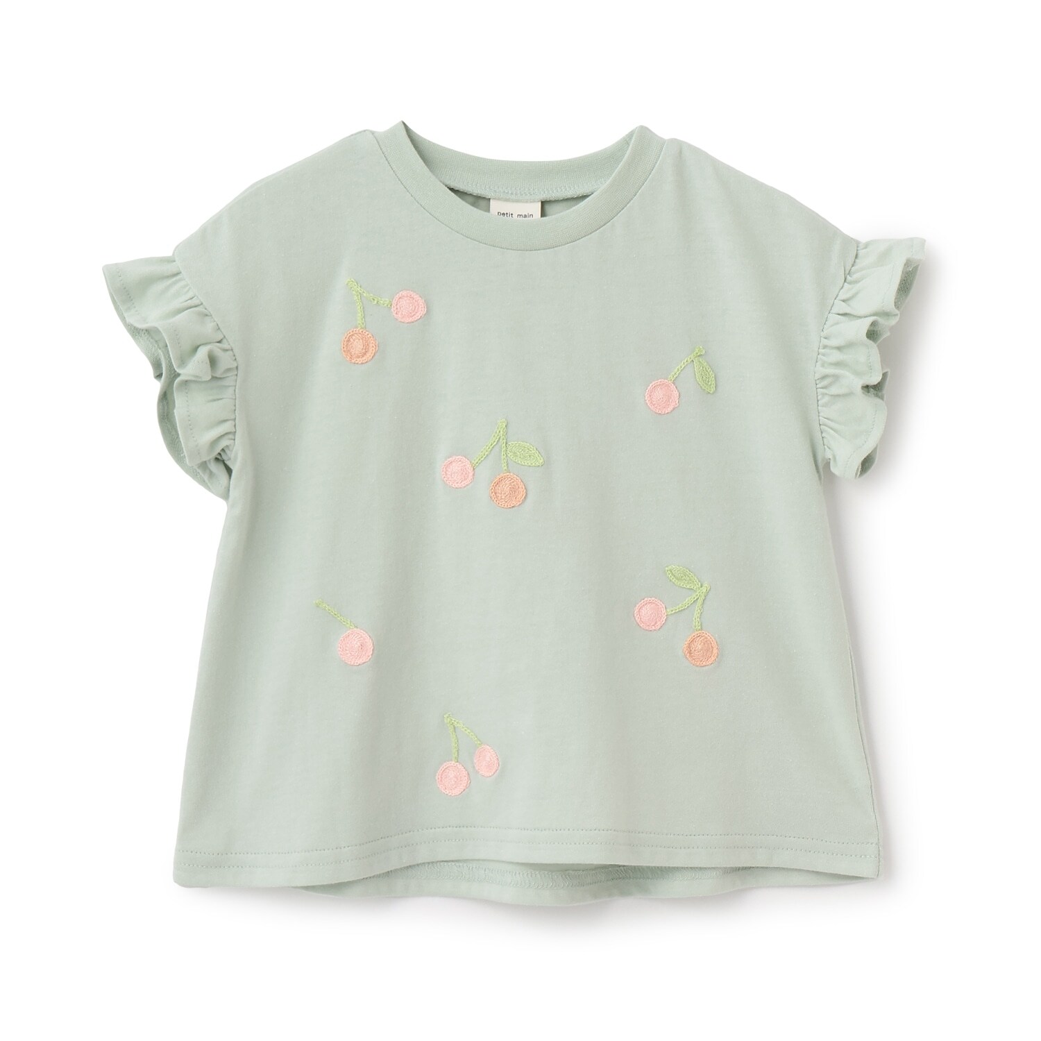 【接触冷感】袖フリル刺しゅう半袖Tシャツ
