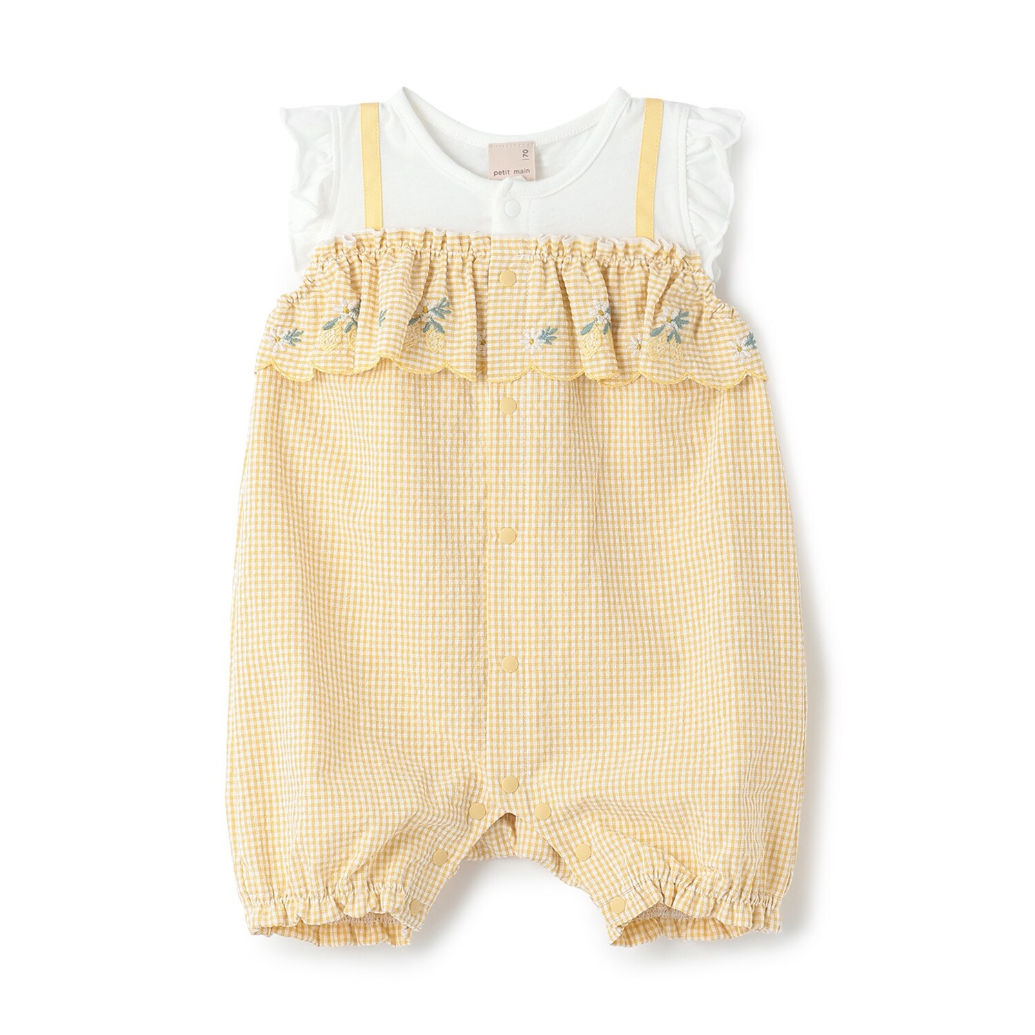 胸フリルフルーツカバーオール