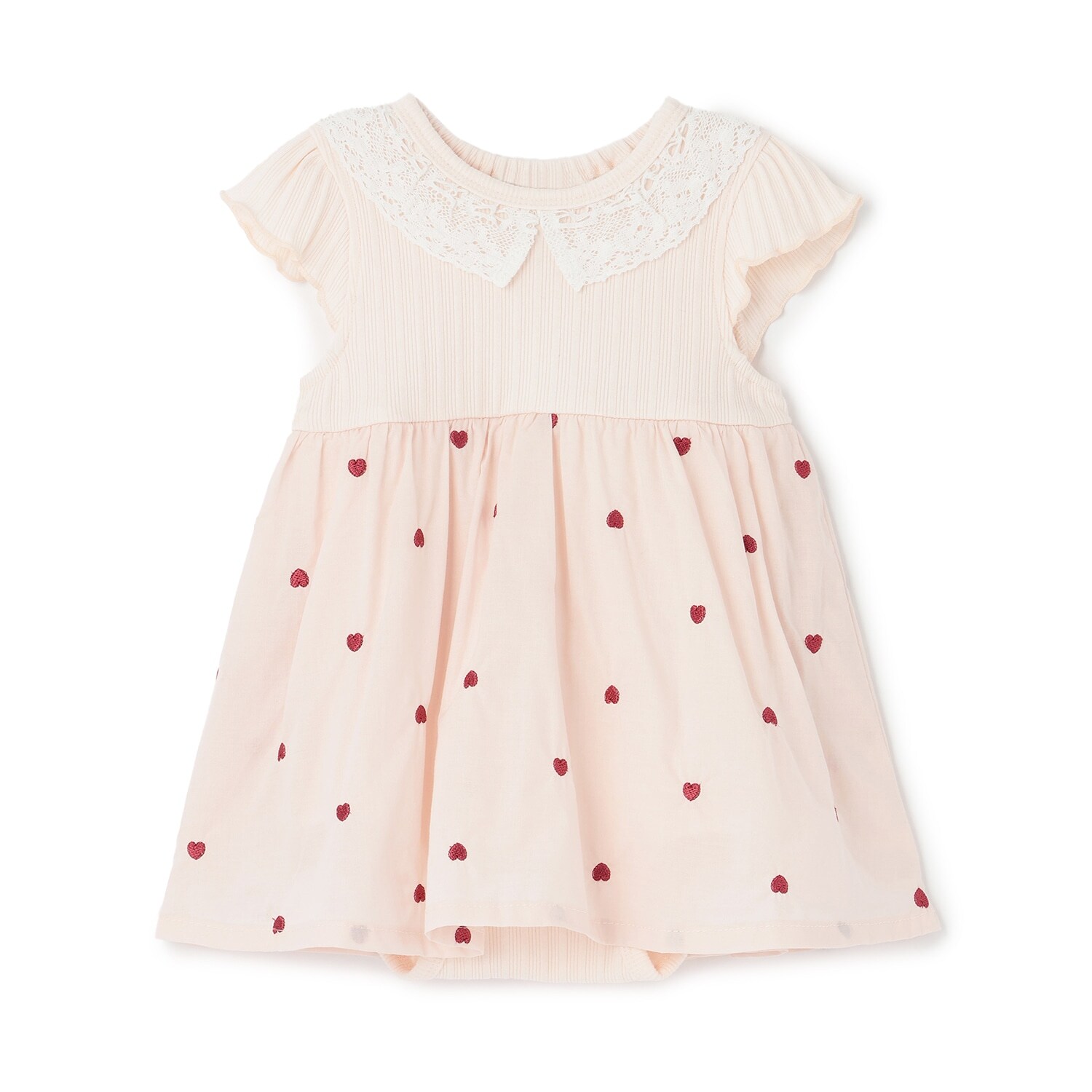 【リンク】ハート刺しゅうOPロンパース