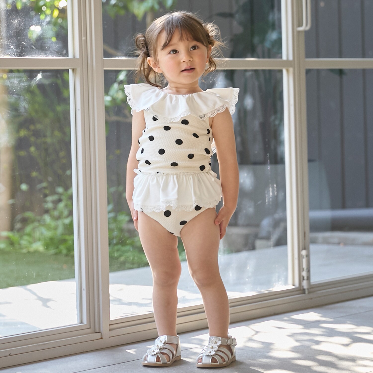 【SWIM】ドットレースフリルタンキニ