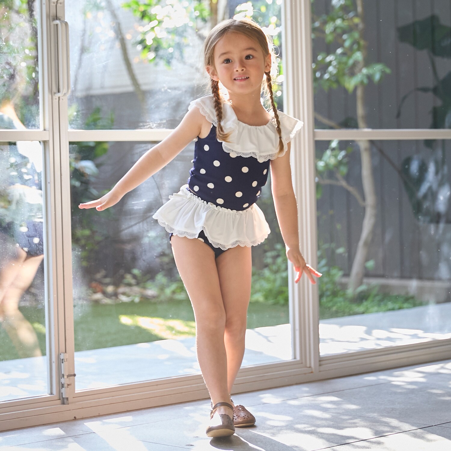 【SWIM】ドットレースフリルタンキニ