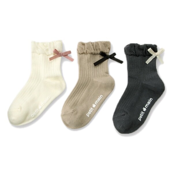 フリルリボンクルーソックス3Pセット