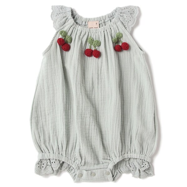 チェリー編みモチーフロンパース