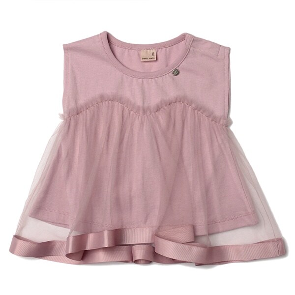 切り替えチュールドッキングTシャツ