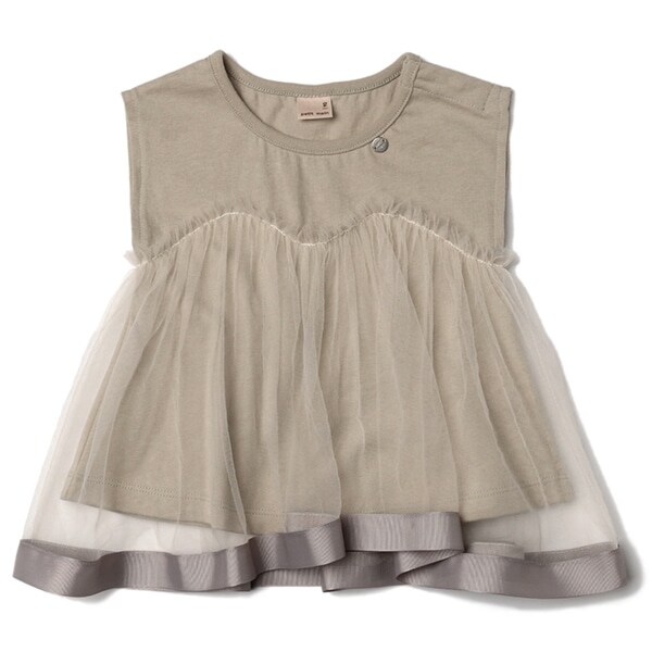 切り替えチュールドッキングTシャツ