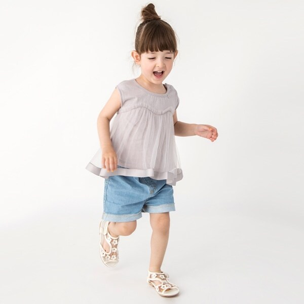 切り替えチュールドッキングTシャツ