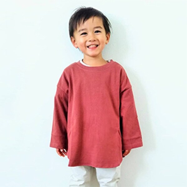 カーブ裾無地ロング丈Tシャツ