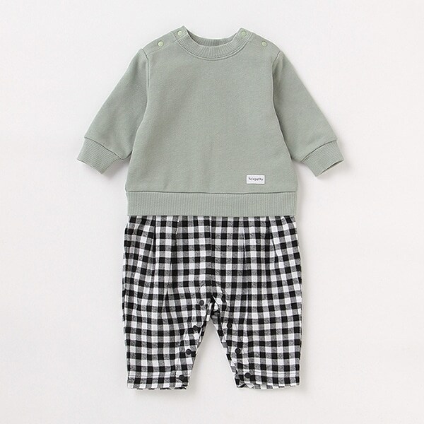 アップリケつきドッキングカバーオール