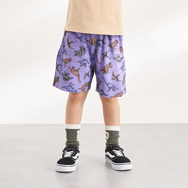 4分丈恐竜総柄カットパンツ
