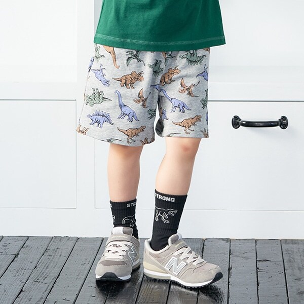 4分丈恐竜総柄カットパンツ