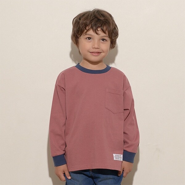 【型崩れしないやわらかコットン】バイカラーポケットTシャツ