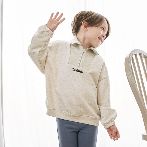 【表コットン毛玉バイバイ】ハーフジップスウェット
