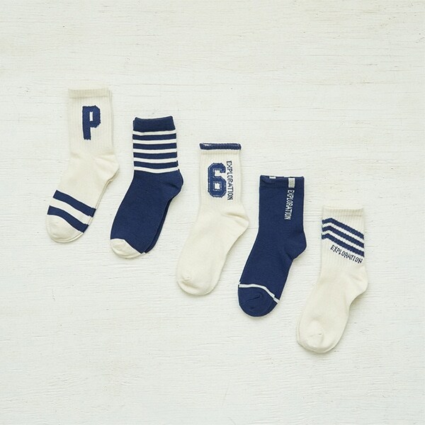 アソートロゴ&ラインソックス5Pセット