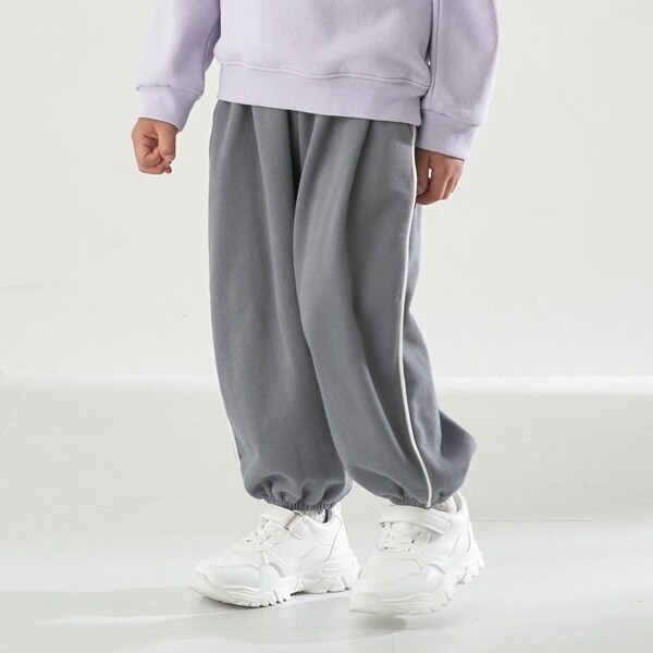 【表コットン毛玉バイバイ裏起毛】ビッグシルエットパイピングスウェットパンツ