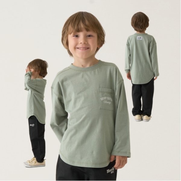 【型崩れしないやわらかコットン】【万能アイテム】ラウンドヘムポケットTシャツ