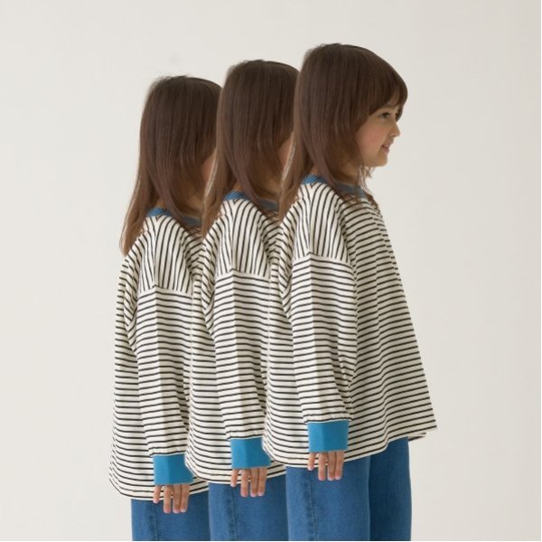 【型崩れしないやわらかコットン】プリントミジンボーダービッグシルエットTシャツ