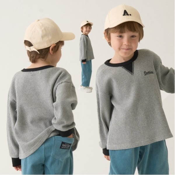 【ふわふワッフル】バイカラートップス