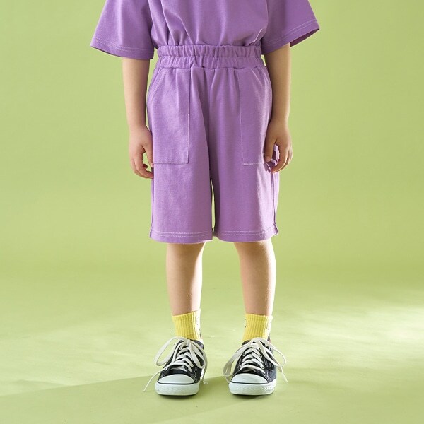 【セットアップ可能】【カイテキ天竺】配色ステッチ5分丈パンツ