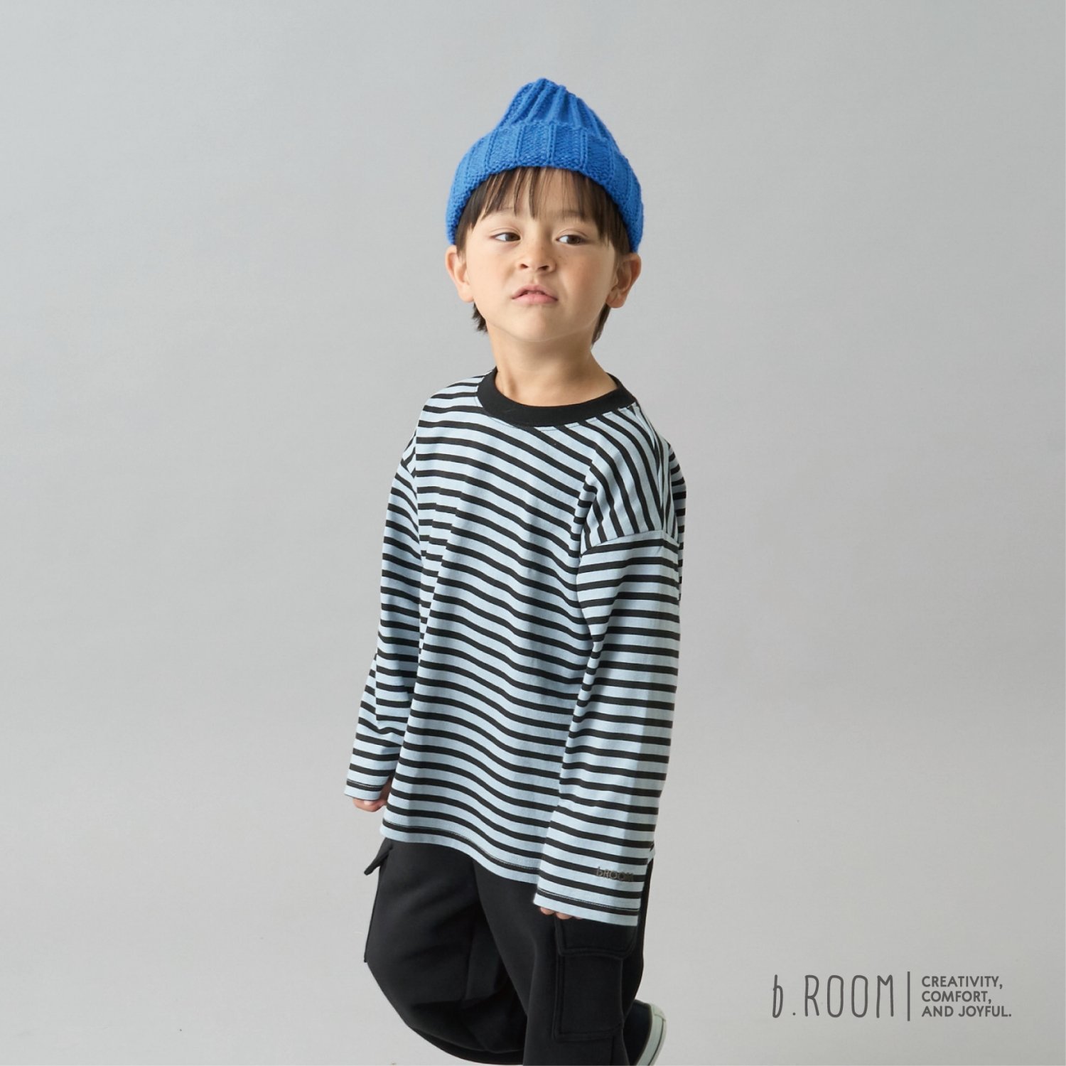 【デイリースタンダードウェアシリーズ】ゆるっとオーバーサイズのボーダー長袖Tシャツ