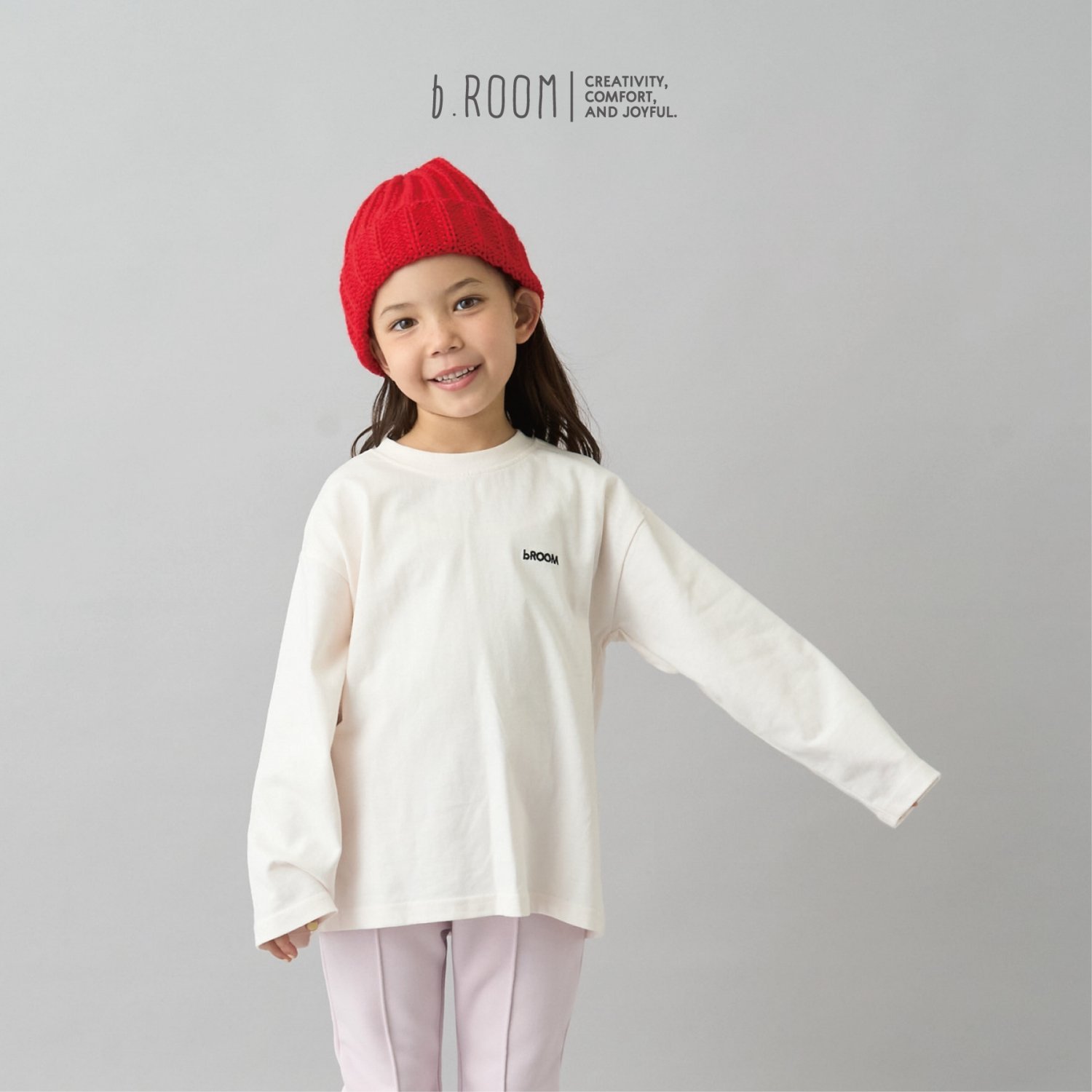 【デイリースタンダードウェアシリーズ】ゆるっとオーバーサイズのワンポイントシンプル長袖Tシャツ