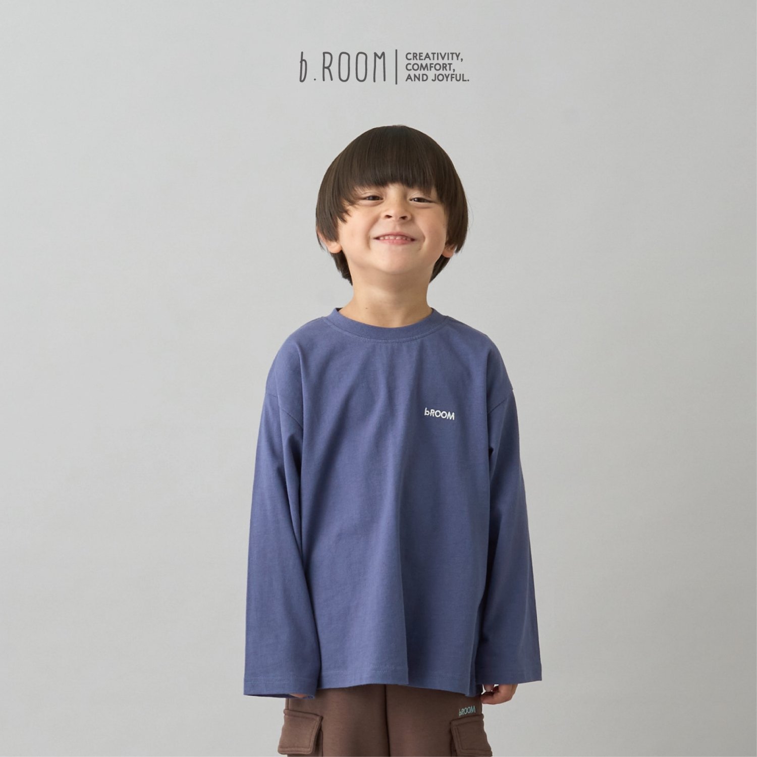 【デイリースタンダードウェアシリーズ】ゆるっとオーバーサイズのワンポイントシンプル長袖Tシャツ