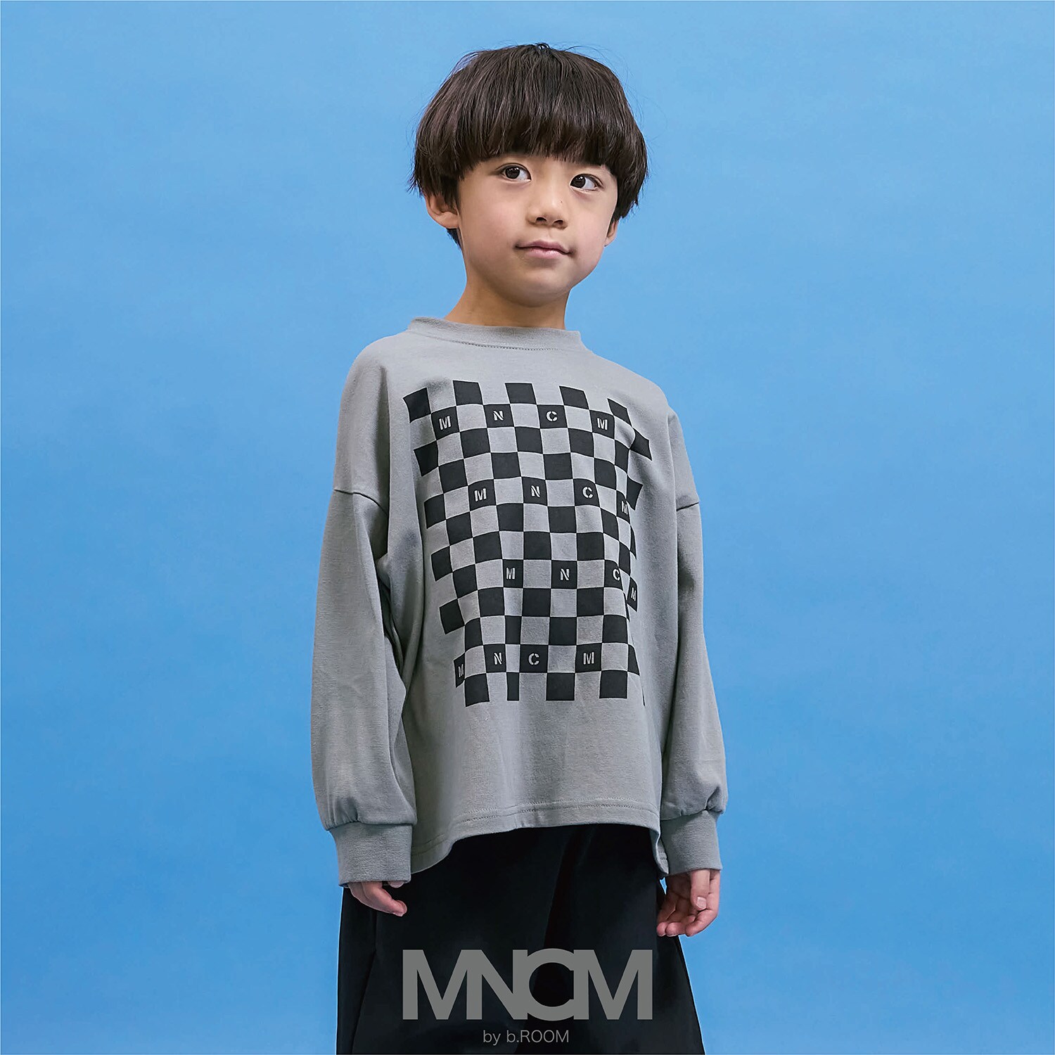 【防汚・速乾・型崩れしない】【どちらが前でもOK】チェッカーフラッグプリントTシャツ【MNCM】