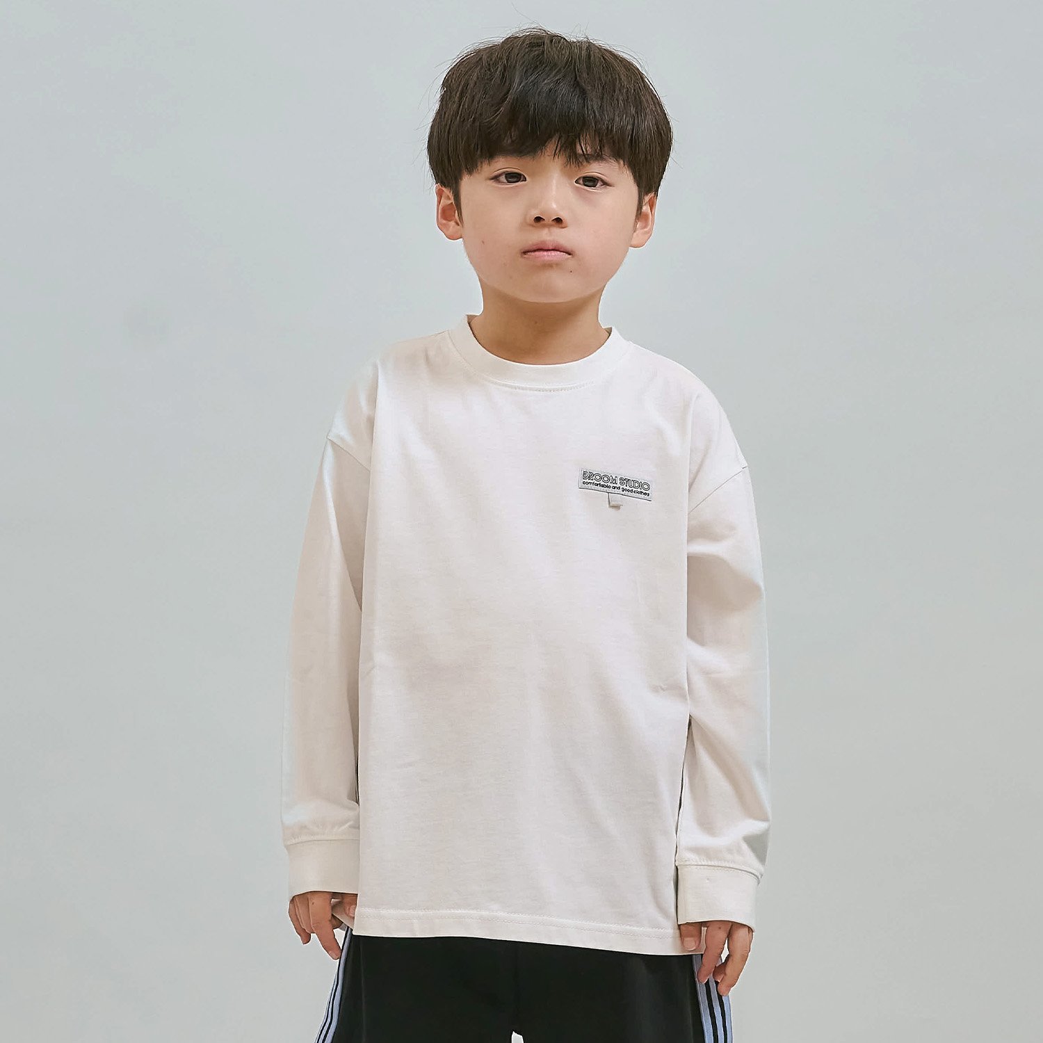 【綿100％】【スクール対応】名札付けループ付き長袖Tシャツ