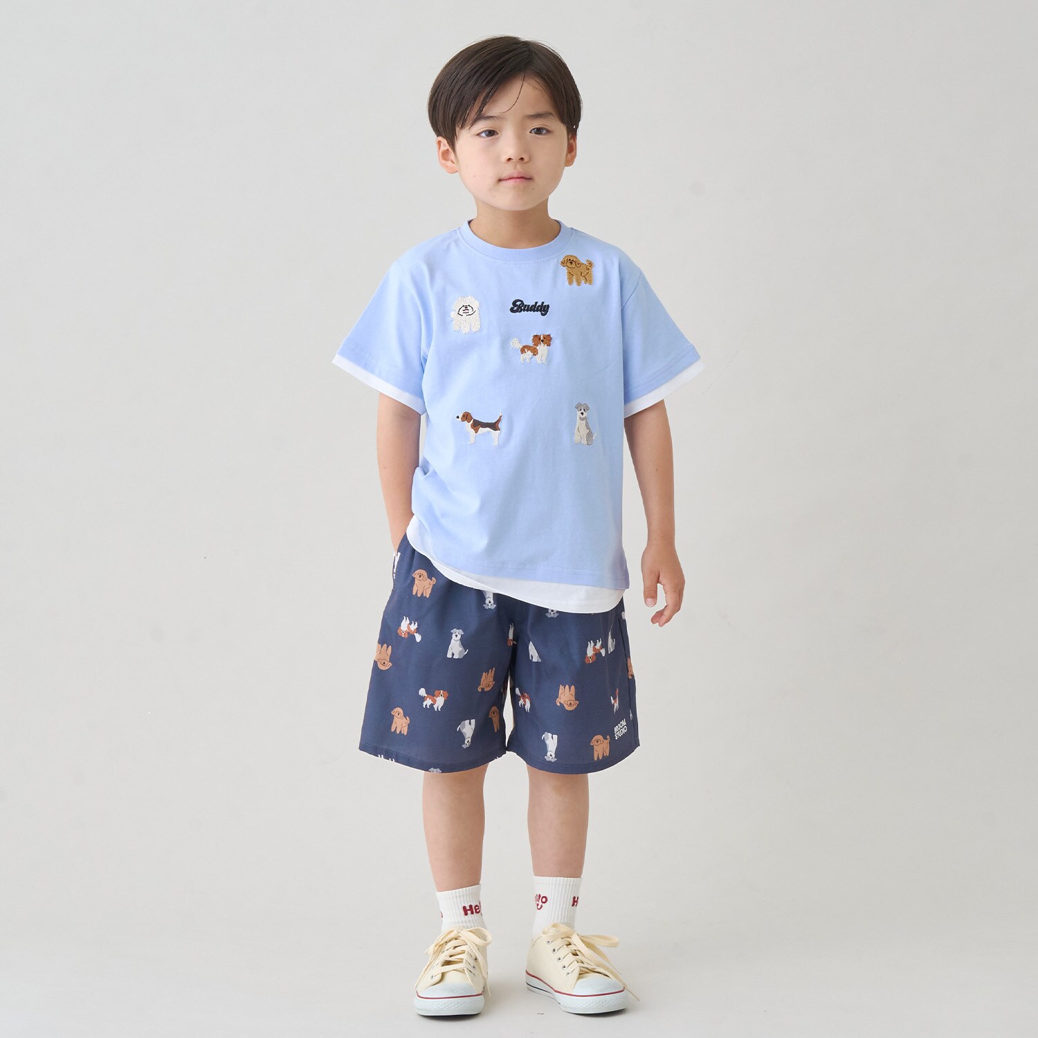 【接触冷感】総柄ハーフパンツ
