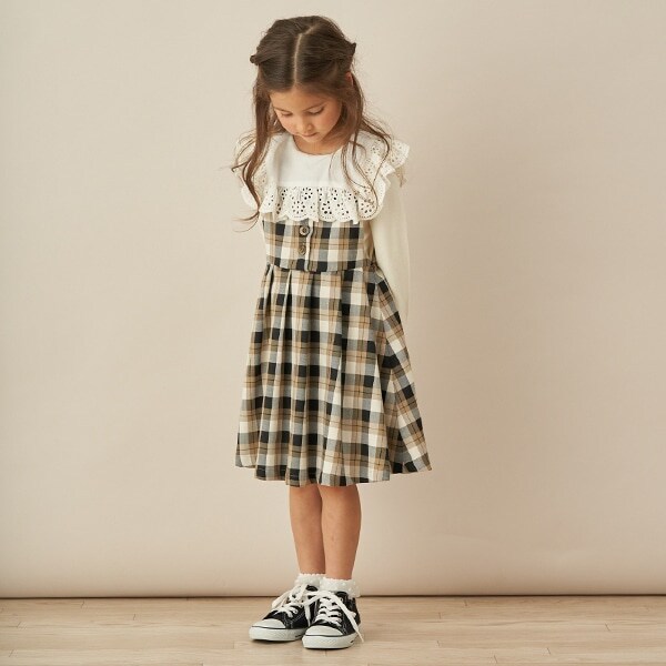 【セレモニー】チェック柄プリーツジャンパースカート