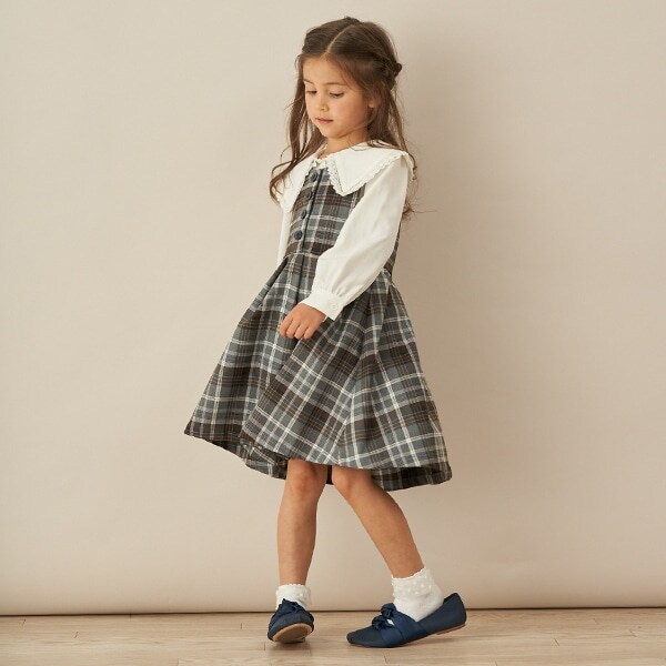 【セレモニー】チェック柄プリーツジャンパースカート
