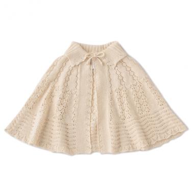 オーガニックコットン レーシーニットケープ【日本製】